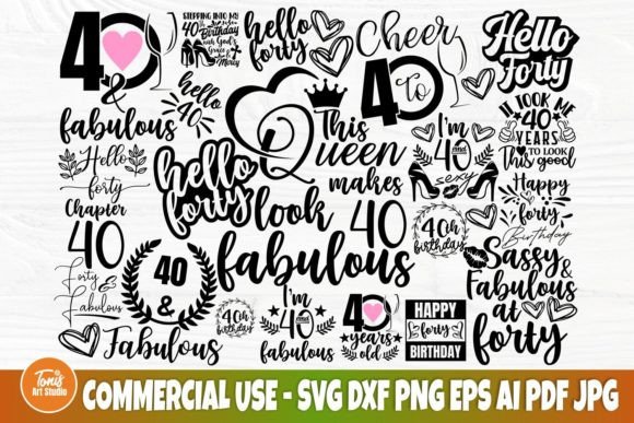 Download 40th Birthday SVG, Forty Svg, Hello 40 - Premium Resources