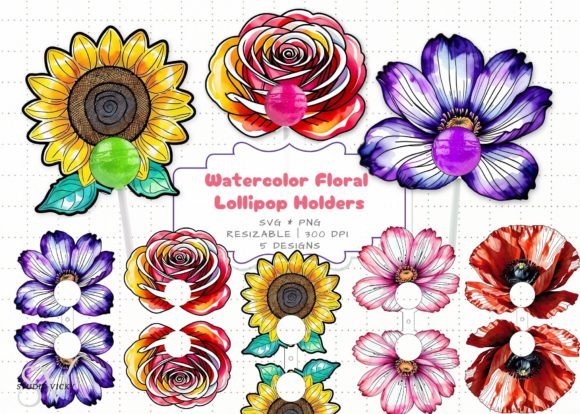 Download Flower Lollipop Holder Paper Craft - Premium Bundle